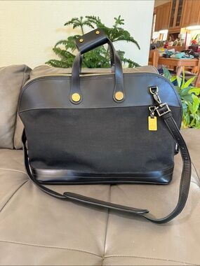 Vintage Dooney & Bourke Cabriolet Black Canvas Leather Weekender Travel Bag